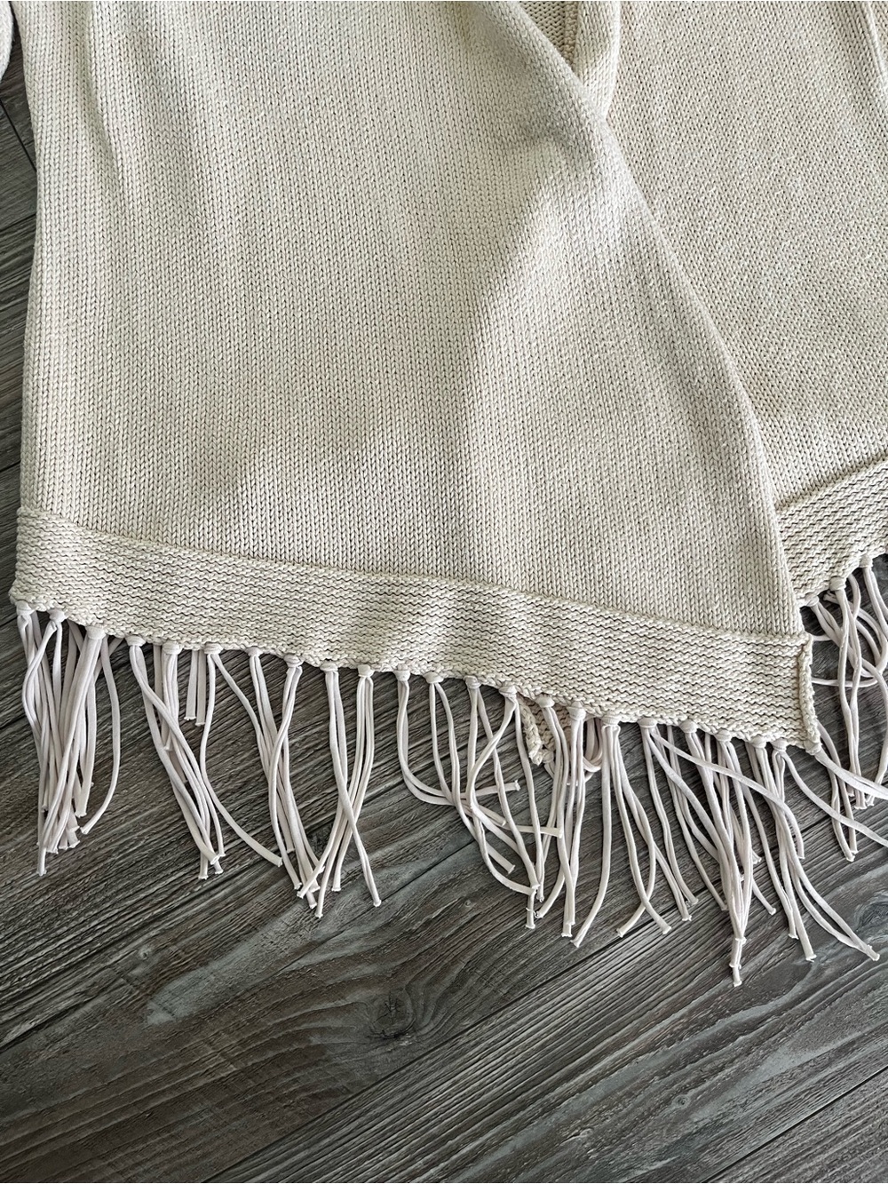 Pure Handknit cardigan, 100% cotton, fringe - Picture 2 of 6